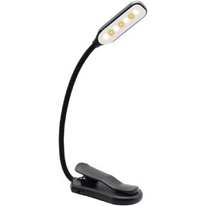 مصباح الجدول الأسود الصغير القابل للتعديل USB قابلة لإعادة الشحن مصباح LED مع مقطع GOOSENECKS 7 LEDS مرنة الجدول ليلا مصباح القراءة ليلة الضوء (اللون: أسود) (أسود)
