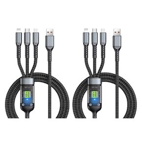 3 in 1 Multi Charging Cable, 100w Fast Charge for Multiple Devices, Braided Universal Phone Charger Cord with Type-C, Micro USB, IP Port for iPhone16/15/14/13/iPad/Android Phones and More (1)