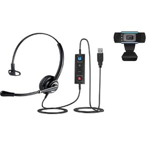 TruVoice Voicepro 10 Headset and Webcam Bundle (Includes Single Ear USB Headset and 1080P Webcam) All-in-One Combination