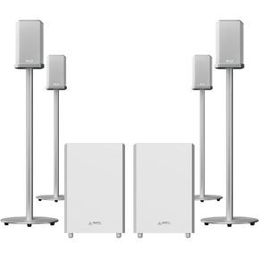 AWOL Speaker 4.2.2 All-Wireless Home Theater Sound System, 120W Upward Firing Speakers, Dolby Atmos DTS Support with Floor Speaker Stand Pair 31Inch Height Speaker Stand for Home Theater
