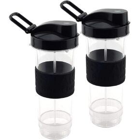2 Pack 20 oz Cups with To Go Lids Replacement Set compatible with Magic Bullet Blenders MB1001