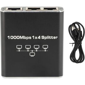 TOPINCN Gigabit Ethernet Splitter, 1000Mbps Internet Networking Hub with USB Power Cable, Metal Design for Cat5/5e/6/7/8 Cable
