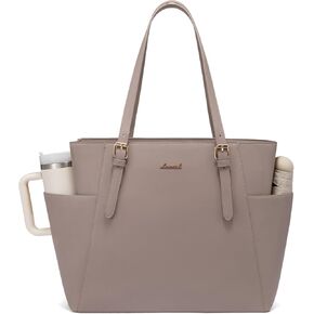 LOVEVOOK Laptop Tote Bag for Women With Large Cup Holder, Leather Work Tote Bag for Women,15.6 Inch Professional Computer Briefcase Business Teacher Commuter Shoulder Bag,Office Travel Gift in Kuwait