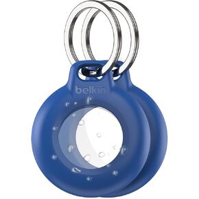Belkin Apple Airtag Secure Holder مع حلقة رئيسية - علبة Airtag المقاومة للخدش ، ملحقات مفاتيح الواقية للمفاتيح ، الحيوانات الأليفة ، الأمتعة ، حقائب الظهر ، والمزيد - Blue (حزمة)