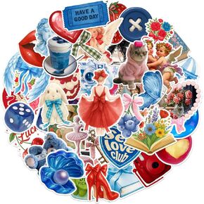 105PCS Coquette Stickers, Y2K Aesthetic Cute Sticker Pack Holographic Waterproof Vinyl Decals for Water Bottle, Tablets, Laptop, Phone Case, Decor and Gifts