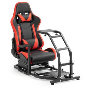 Hottoby Adjustable Sim Driving Simulator Cockpit with Red Seat Unobstructed Design for Both Legs Fit for Logitech I Thrustmaster G29,G920,G923,T300RS, No Steering Wheel Handbrake Pedal