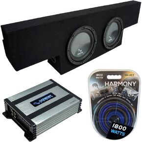 Harmony Audio (2) HA-R124 Subwoofer Dual 12" Sub Box Bundle HA-A400.1 Amp Compatible with 01-06 Chevy Silverado Non-HD Crew Truck