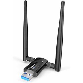 Wireless USB WiFi Adapter for Desktop PC, Techkey AC1300Mbps Network Dongle with Dual Band 2.4GHz/400Mbps 5GHz/867Mbps 5dBi High Gain Antenna for Laptop Computer Compatible Windows 11/10/8.1/8/7