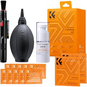 K&F Concept 4-in-1 Camera Cleaning Kit with Lens Brush Pen, Rocket Air Blower, Microfiber Cleaning Cloth, Lens Cleaner Kit for Canon Nikon Pentax Sony DSLR Cameras Cleaning Tool Accessories