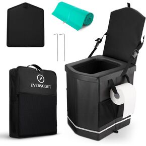2025 Reliable Portable Camping Toilet, 20 Leak Proof Compostable Waste Bags, Extra Large Foldable Travel Toilets, Compact for Van, Truck, Hiking, Beach, Camp, Car
