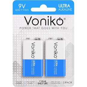 Voniko 9V Batteries - Alkaline 9V Battery 4 Pack - Ultra Long Lasting with a 7 - Year Shelf Life