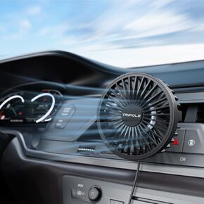 Tripole Car Fan مدعوم من USB - 3 سرعات قوية ، مروحة مقطع تبريد محمولة لتنفيس السيارة ، محرك هادئ بدون فرش ، 360 درجة قابلة للتدوير ، تدور هواء للسيارة ، الشاحنة ، شاحنة ، سيارات الدفع الرباعي ، RV