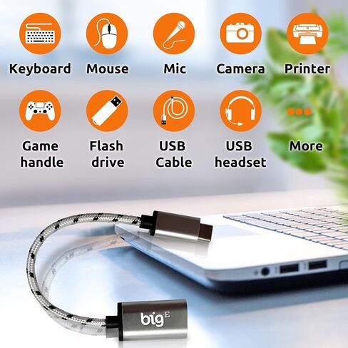 Turbo 5Gbps USB-C to USB 3.0 Adapter [2Pack] Compatible with Google Chromebook PixelBook, Go, Pixel Slate for FULL USB OTG On-The-Go Thunderbolt 3/4 Short Connector USBC Male to USB Female (SILVER) in Saudi Arabia