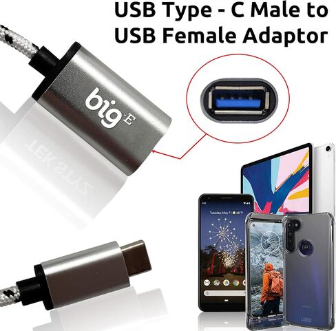 Turbo 5Gbps USB-C to USB 3.0 Adapter [2Pack] Compatible with Google Chromebook PixelBook, Go, Pixel Slate for FULL USB OTG On-The-Go Thunderbolt 3/4 Short Connector USBC Male to USB Female (SILVER) in Saudi Arabia