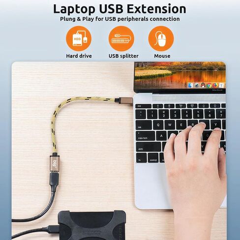 Turbo 5GBPS USB-C إلى محول USB 3.0 [2PACK] متوافق مع Google Chromebook Pixelbook ، GO ، SLATE PIXEL FOR USB OTG ON-THE-GO THEDROLD 3/4 موصل قصير USBC ذكور إلى USB (Silver) in Kuwait