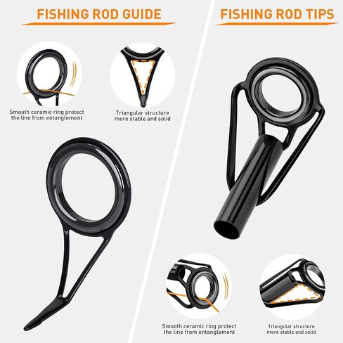 THKFISH Fishing Rod Tip Repair Kit or Rod Guides with Glue, 6 Sizes Fishing Pole Tips Replacement Kit for Fishing Pole Tip with Rod Guides, Epoxy Glue, Wrapping Thread and Tape in Saudi Arabia