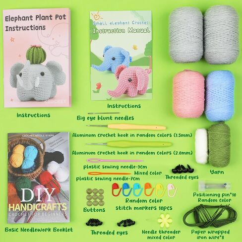 مجموعة WONVOC Crochet Starter Kit، مجموعة كروشيه للمبتدئين للبالغين، تعليمات خطوة بخطوة وفيديو تعليمي، مع خطاف كروشيه، غزل، ألياف البوليستر، علامات الغرز، سلك الأزهار، عيون بلاستيكية، حيوان الكسلان in Saudi Arabia