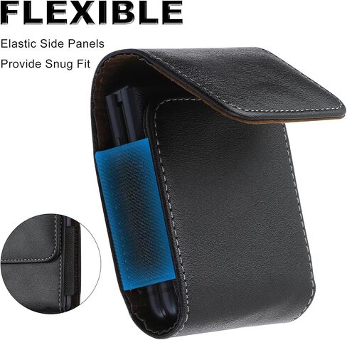 SQMCase Leather Holster for Motorola Razr 2025/2024 with Belt Clip, Leather Pouch for Galaxy Z Flip 6/5/4/3 (Black) in Saudi Arabia