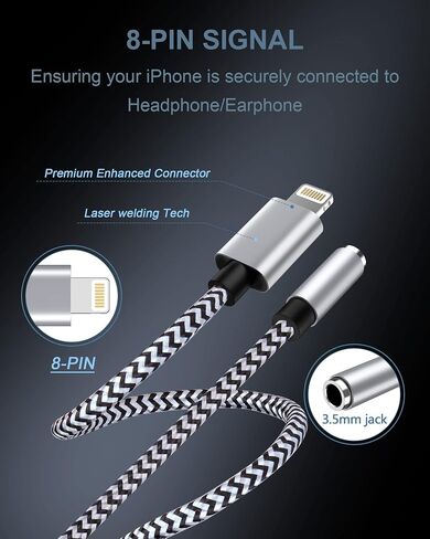 2Pack iPhone سماعات سماعة رأس ، [Apple MFI Certified] Lightning إلى سماعة رأس/سماعة سماعة/أذن Aux Aux Aux Aux Aux Dongle Dongle لـ iPhone 14 13 12 11 Pro Max Plus Mini XR XS 8 iPad iPod in Kuwait