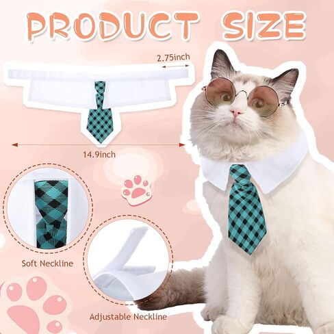 8 Pcs Pet Dog Cat Costume Dog Neck Tie and Dog Sunglasses for Small Dog Cat Round Metal Cat Classic Retro Sunglasses Cat Tie Pet Costume Tuxedo Necktie Collar Puppy Grooming Accessories Cosplay Party in Saudi Arabia