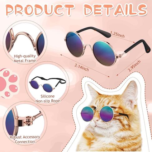 8 Pcs Pet Dog Cat Costume Dog Neck Tie and Dog Sunglasses for Small Dog Cat Round Metal Cat Classic Retro Sunglasses Cat Tie Pet Costume Tuxedo Necktie Collar Puppy Grooming Accessories Cosplay Party in Saudi Arabia