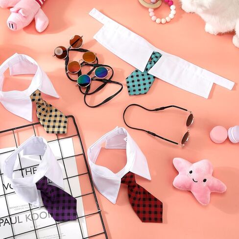 8 Pcs Pet Dog Cat Costume Dog Neck Tie and Dog Sunglasses for Small Dog Cat Round Metal Cat Classic Retro Sunglasses Cat Tie Pet Costume Tuxedo Necktie Collar Puppy Grooming Accessories Cosplay Party in Saudi Arabia