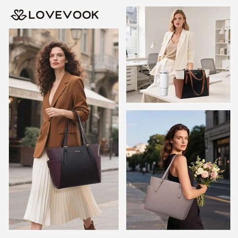 LoveVook Laptop Bag Bag للنساء مع حامل كوب كبير ، حقيبة حمل من الجلد للنساء ، 15.6 بوصة حقيبة كمبيوتر محترفة للمدرس ، هدية سفر للمكتب in Kuwait