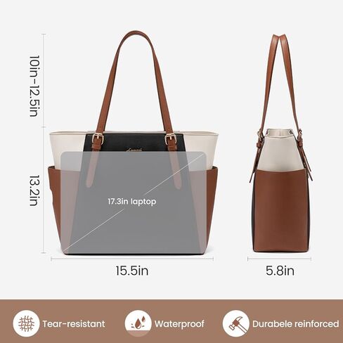 LoveVook Laptop Bag Bag للنساء مع حامل كوب كبير ، حقيبة حمل من الجلد للنساء ، 15.6 بوصة حقيبة كمبيوتر محترفة للمدرس ، هدية سفر للمكتب in Kuwait