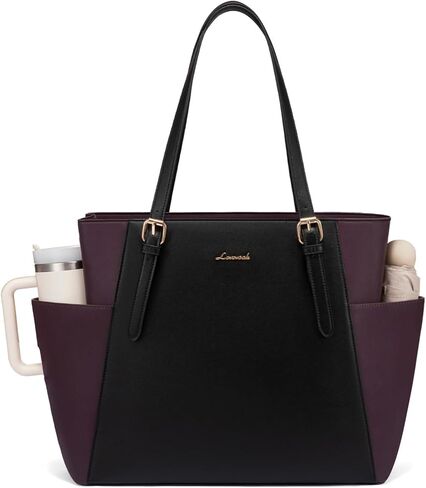 LoveVook Laptop Bag Bag للنساء مع حامل كوب كبير ، حقيبة حمل من الجلد للنساء ، 15.6 بوصة حقيبة كمبيوتر محترفة للمدرس ، هدية سفر للمكتب in Kuwait