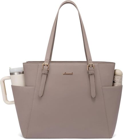 LoveVook Laptop Bag Bag للنساء مع حامل كوب كبير ، حقيبة حمل من الجلد للنساء ، 15.6 بوصة حقيبة كمبيوتر محترفة للمدرس ، هدية سفر للمكتب in Saudi Arabia