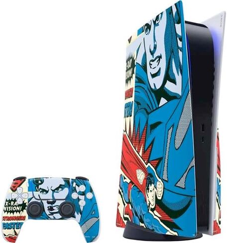 Skinit Decal Gaming Skin Compatible with PS5 Bundle - Officially Licensed DC Comics Superman Vintage Pose American Flag Design in Saudi Arabia