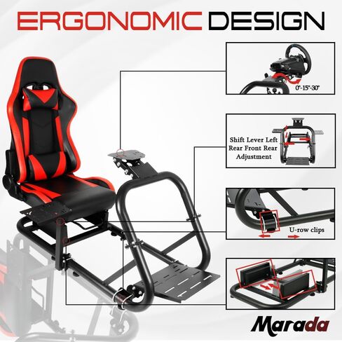 Marada قيادة محاكاة قمرة القيادة مع مقعد السباق مناسبا لـ Logitech G29 G920 G923 ، Fanatec ، Thrustmaster ، قمرة القيادة محاكاة السباق ، فرملة يد العجلات غير المدرجة in Saudi Arabia