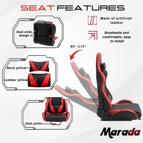 Marada قيادة محاكاة قمرة القيادة مع مقعد السباق مناسبا لـ Logitech G29 G920 G923 ، Fanatec ، Thrustmaster ، قمرة القيادة محاكاة السباق ، فرملة يد العجلات غير المدرجة in Saudi Arabia