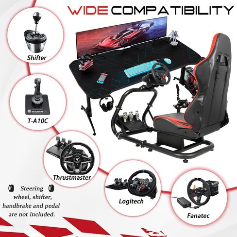 Marada قيادة محاكاة قمرة القيادة مع مقعد السباق مناسبا لـ Logitech G29 G920 G923 ، Fanatec ، Thrustmaster ، قمرة القيادة محاكاة السباق ، فرملة يد العجلات غير المدرجة in Saudi Arabia