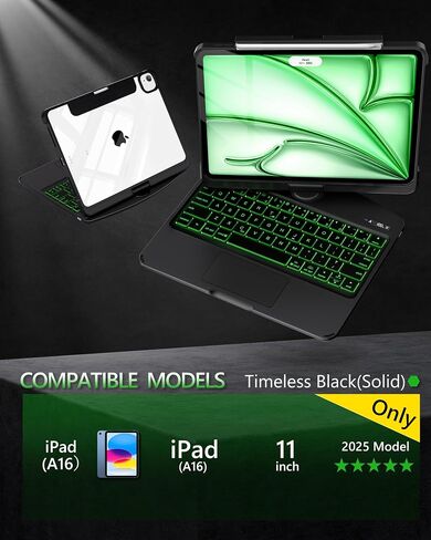 iPad Air 13" Keyboard Case (M3, 2025) – 360° Rotating Multi-Touch Trackpad, RGB Backlit Keyboard, Transparent Back & Chip Panel, Pencil Holder, Type-C Charging – Tech Circuit X in Saudi Arabia
