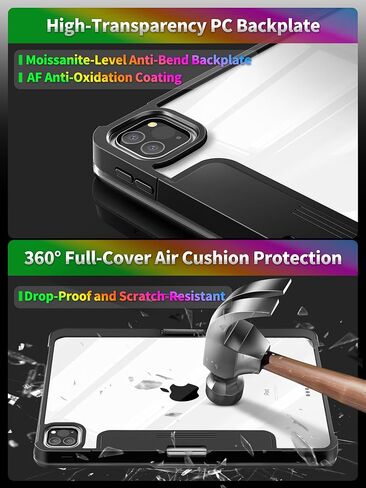 iPad Air 13" Keyboard Case (M3, 2025) – 360° Rotating Multi-Touch Trackpad, RGB Backlit Keyboard, Transparent Back & Chip Panel, Pencil Holder, Type-C Charging – Tech Circuit X in Saudi Arabia