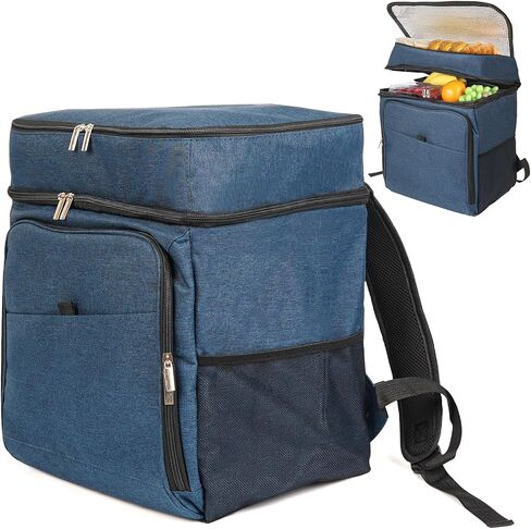 20L Insulated Backpack Cooler (16 Can Capacity) - Leakproof Cooler Bag for Beach Camping, Hiking & Picnic, Durable Ice Chest for Travel with Adjustable Straps(Black) in Kuwait