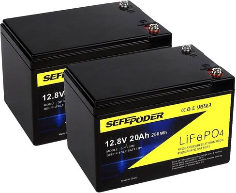 12V 20AH LITHIUM LIFEPO4 بطارية الدورة العميقة (حزمة 2) ، 4000 دورة قابلة لإعادة الشحن للدراجات البخارية الكهربائية ، والإضاءة ، وعجلة الطاقة ، ومكتشف الأسماك مع ومزيد من BMS 40A (محطة برغي) in Saudi Arabia