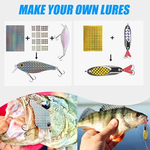 OROOTL Fishing Lure Stickers Eyes Kit, Assorted Holographic Adhesive Flash Lure Tapes 3D/4D/5D Fishing Eyes Reflective Film Stickers for Fly Tying DIY Materials in Saudi Arabia