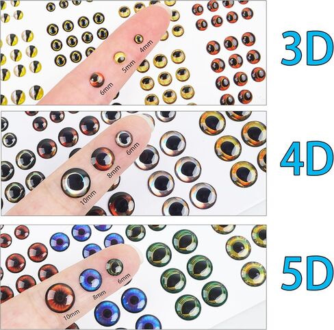 OROOTL Fishing Lure Stickers Eyes Kit, Assorted Holographic Adhesive Flash Lure Tapes 3D/4D/5D Fishing Eyes Reflective Film Stickers for Fly Tying DIY Materials in Saudi Arabia