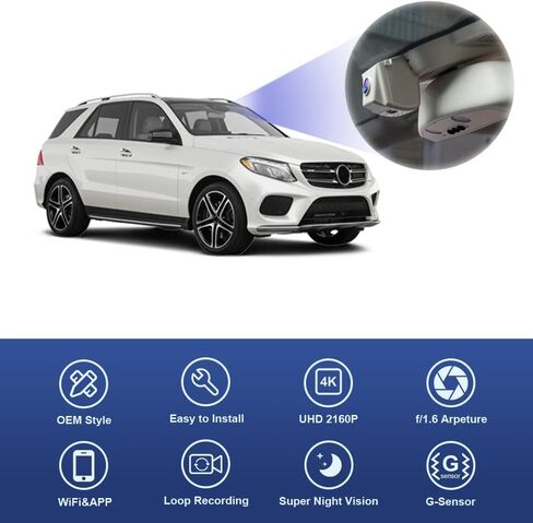 FITCAMX DUAL 2160P+REAR 1080P DASH CAM لعام 2020-2025 مرسيدس-بنز GLE GLS 350 450 580 V167 X167 (Model D) ، OEM Look ، 2 Way HD Video ، WiFi & App ، G-SESOR ، Loop Recording ، Easy-Set ، 128GB Card ، in Kuwait