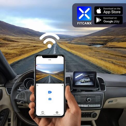 FITCAMX DUAL 2160P+REAR 1080P DASH CAM لعام 2020-2025 مرسيدس-بنز GLE GLS 350 450 580 V167 X167 (Model D) ، OEM Look ، 2 Way HD Video ، WiFi & App ، G-SESOR ، Loop Recording ، Easy-Set ، 128GB Card ، in Kuwait