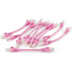 CablesOnline 10-Pack 6inch CAT5e UTP Ethernet RJ45 Full 8-Wire Pink Patch Cable, (U-000PK-10)