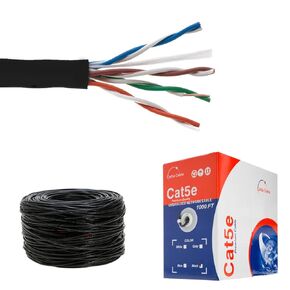 Cat5e UTP Bulk 24 AWG 1000ft Ethernet Cable Wire for Outdoor Direct Burial Indoor Unshielded Twisted Pairs (UTP), 550MHz, Pull Box
