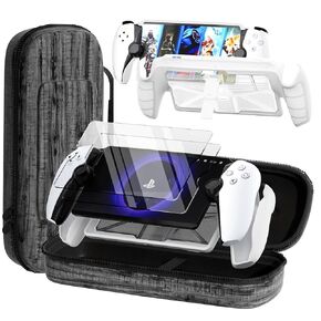 QUAGGY 3-in-1 Accessoris Kit Compatible with PlayStation Portal, EVA Carrying Case for PS Portal with Silicone TPU&Hard PC Clear Protective Cover