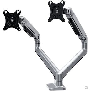 Aluminum Desktop 17-32" Dual Monitor Holder Mechanical Spring Arm Lifting Full Motion TV Monitor Mount Load 11kgs Eac(Silver)