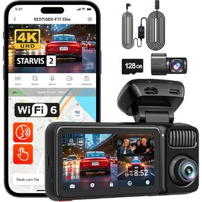 REDTIGER F17 Elite 4K 3 Channel Dash Cam with OBD Hardwire Kit Power