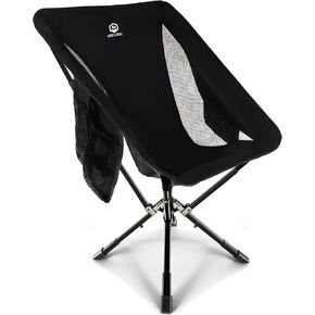 ADJ-S2 Portable Camping Chair - Adjustable Height Folding Chair, Compact Collapsible Chair Setup in 8s, for Camping, Beach, Sports/Music Events, Supports 330LBS - Dark 2025 Edition