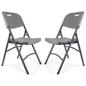 Mintra Office Folding Chair, 2 Pack Plastic Chair, Grey, Indoor and Outdoor Chairs, for Wedding Backyard Activities, Conference Rooms
