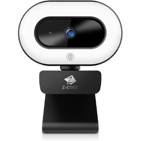 Z-Edge ZW560S QHD 2K Stream Webcam Auto Focus Web Camera for PC/Desktop/Laptop, Built-in Stereo Sound & Noise Reduction Mic, Plug & Play, Touch Control Ring Light, Compatible with Windows/Android/Mac